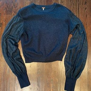 Free People Blue Shimmer Sweater